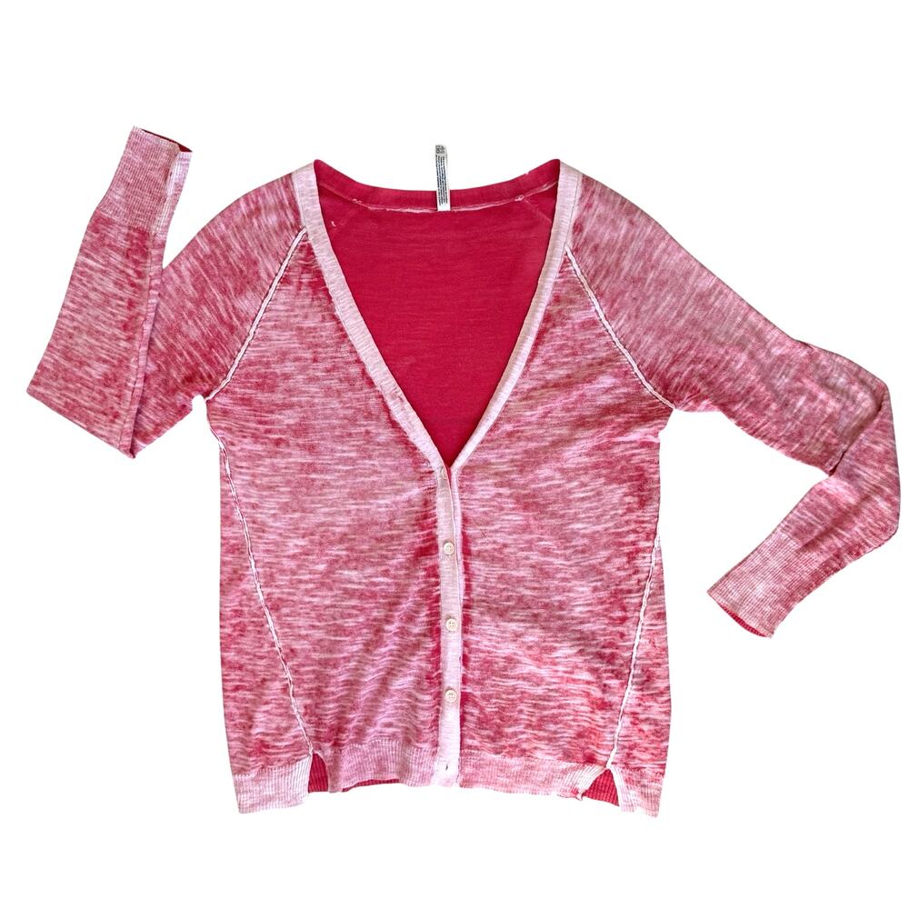 Aeropostale Pink Marled Button-Front Cardigan Sweater